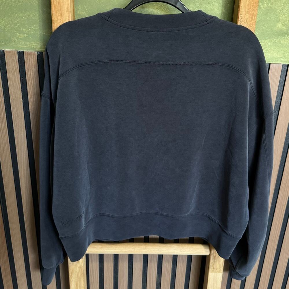 Lululemon Softstreme Perfectly Oversized Cropped Crew Sweatshirt Black Size 8 - Picture 6 of 11